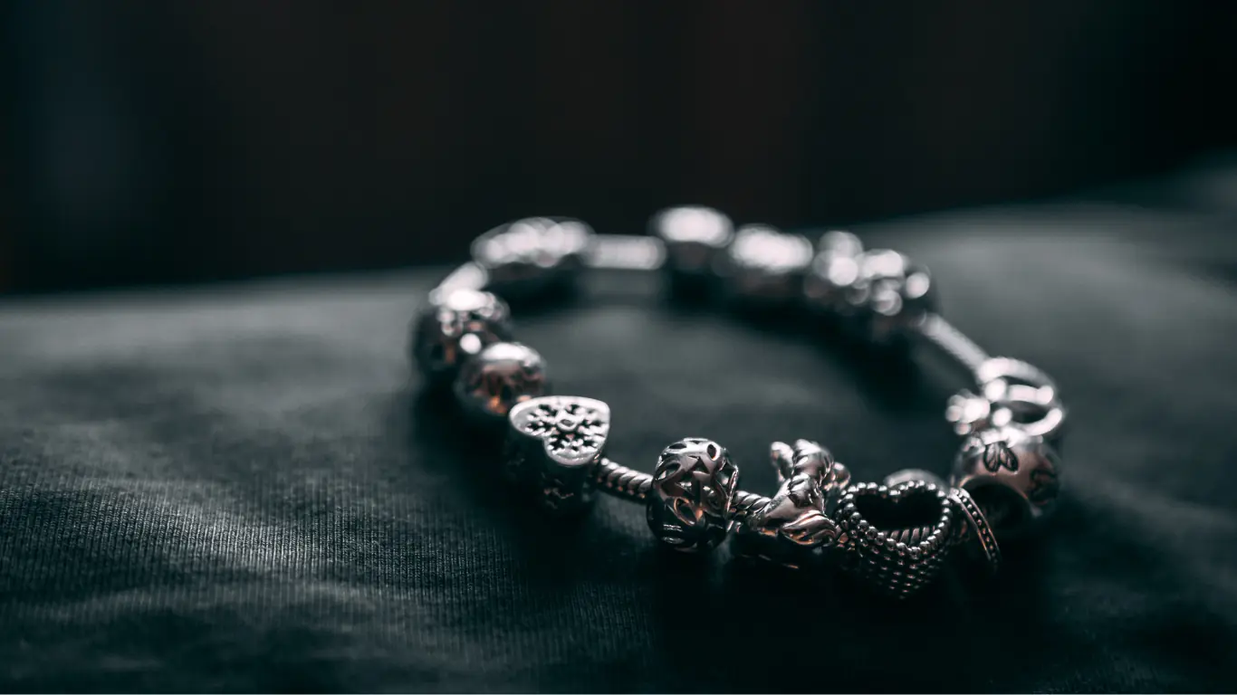charm bracelets on the dark background