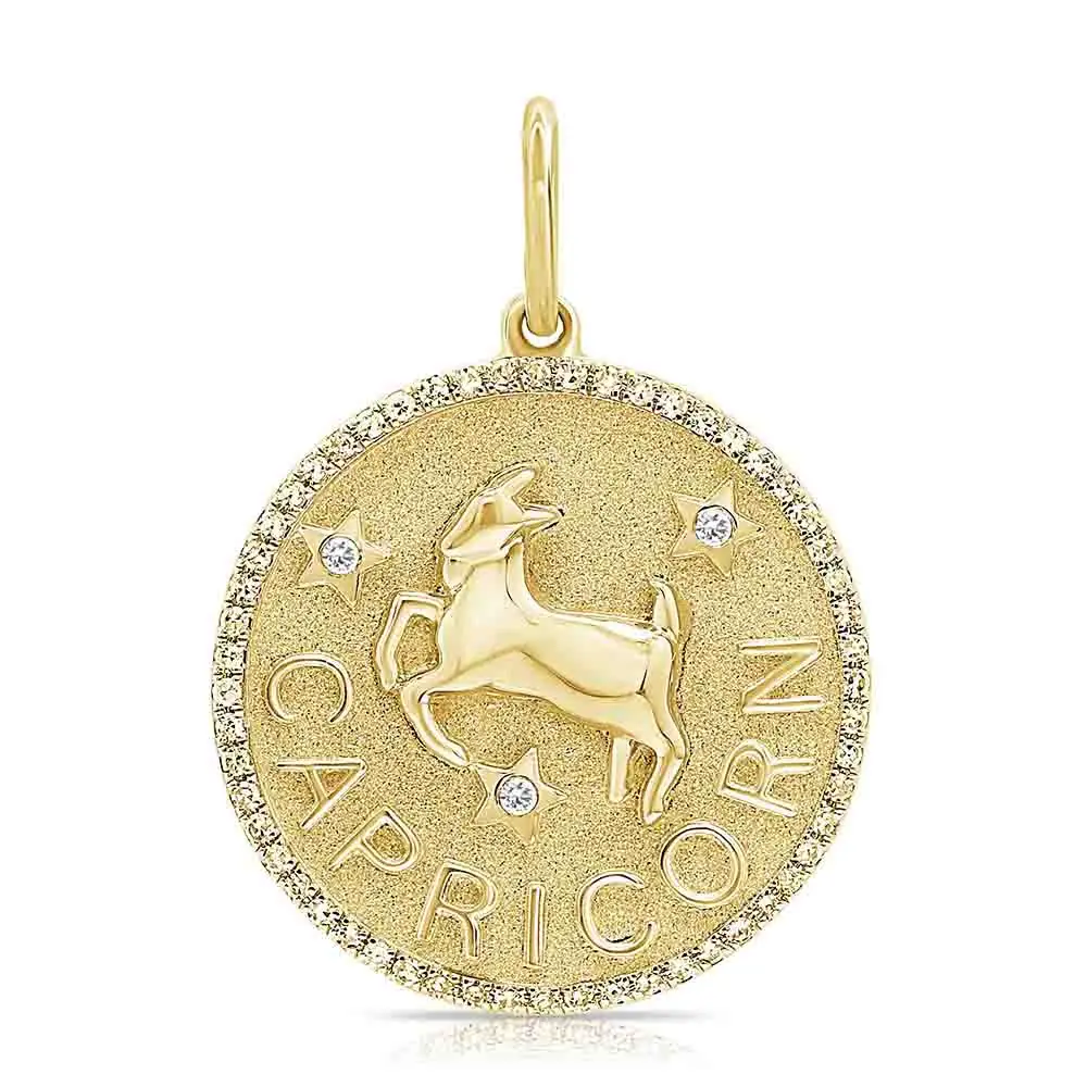 Diamond Capricorn Zodiac Pendant