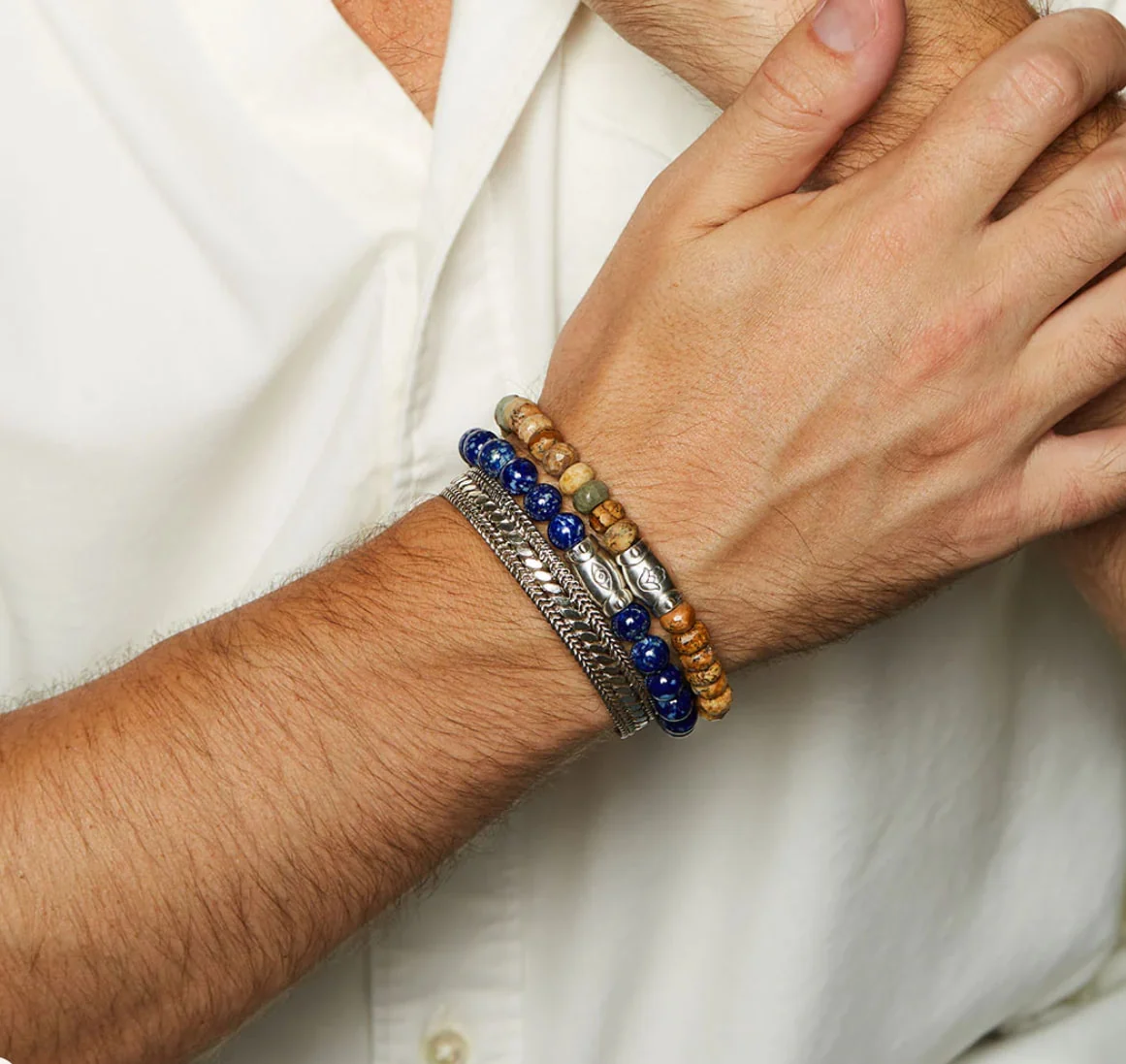 Men's Eye Lapis Gemstone Bracelet