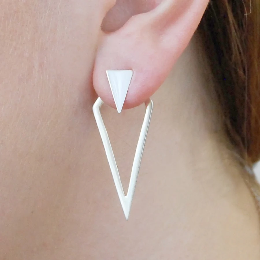 Triangle Sterling Silver Ear Jackets Earrings