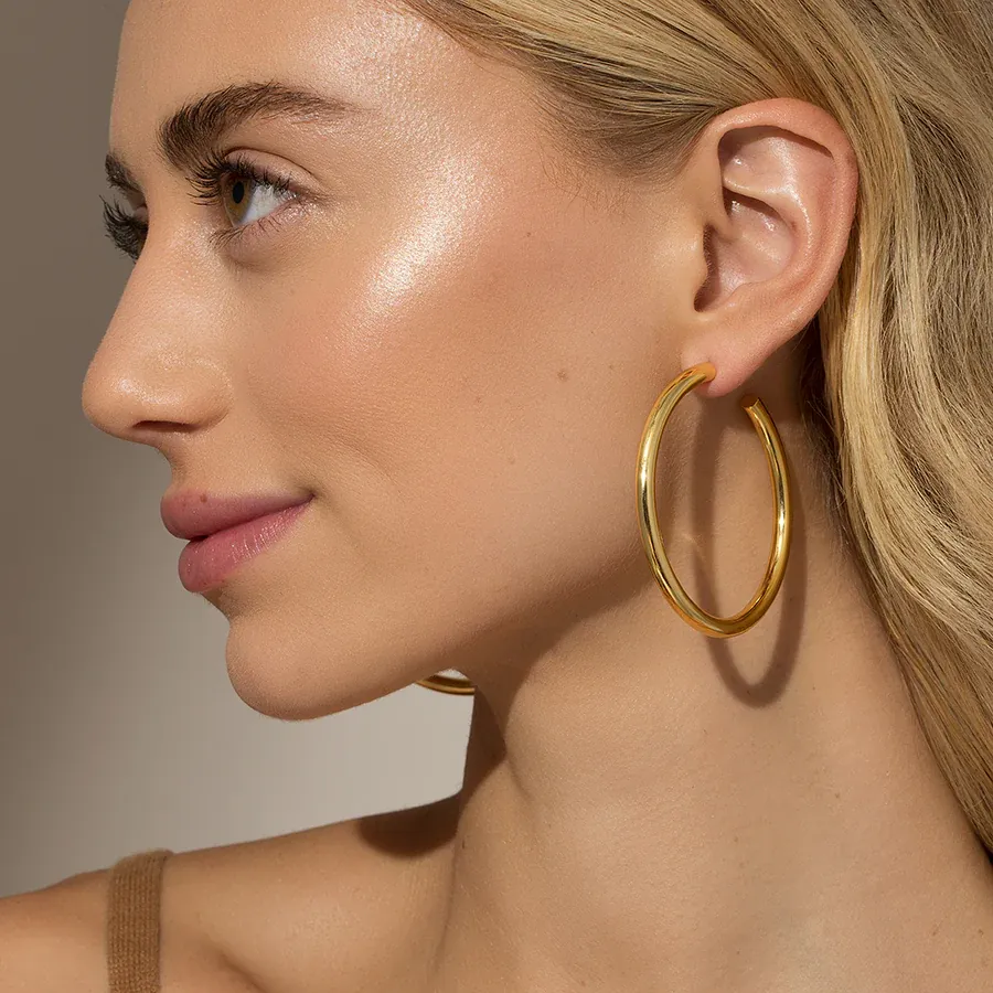 Classic Thick Gold Hoops Large