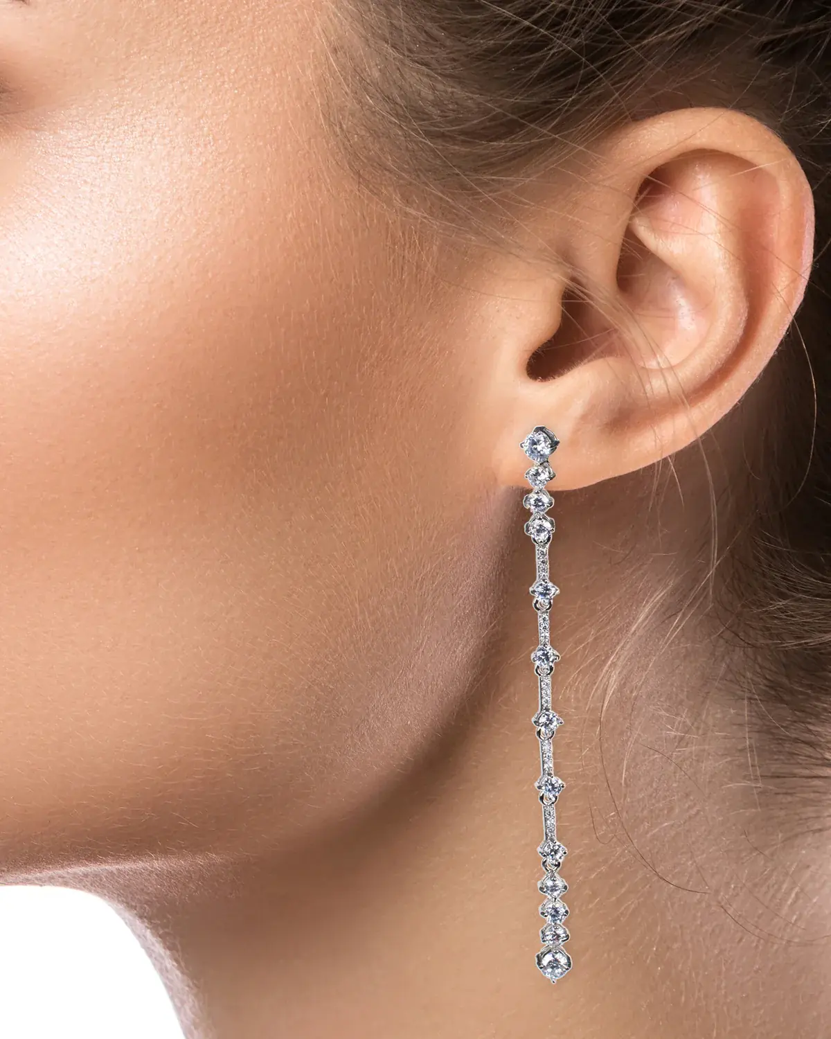 Cubic Zirconia linear drop earrings