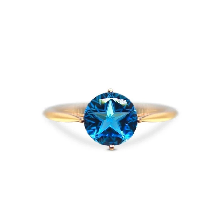 TEXAS STAR CUT BLUE TOPAZ RING