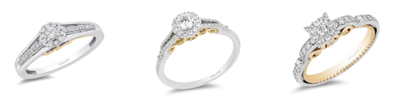 Two Tone Engagement Rings: White and Yellow Gold 